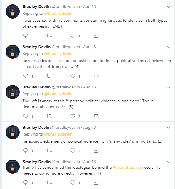 Devlin's Twitter the night of Trump's controversial remarks