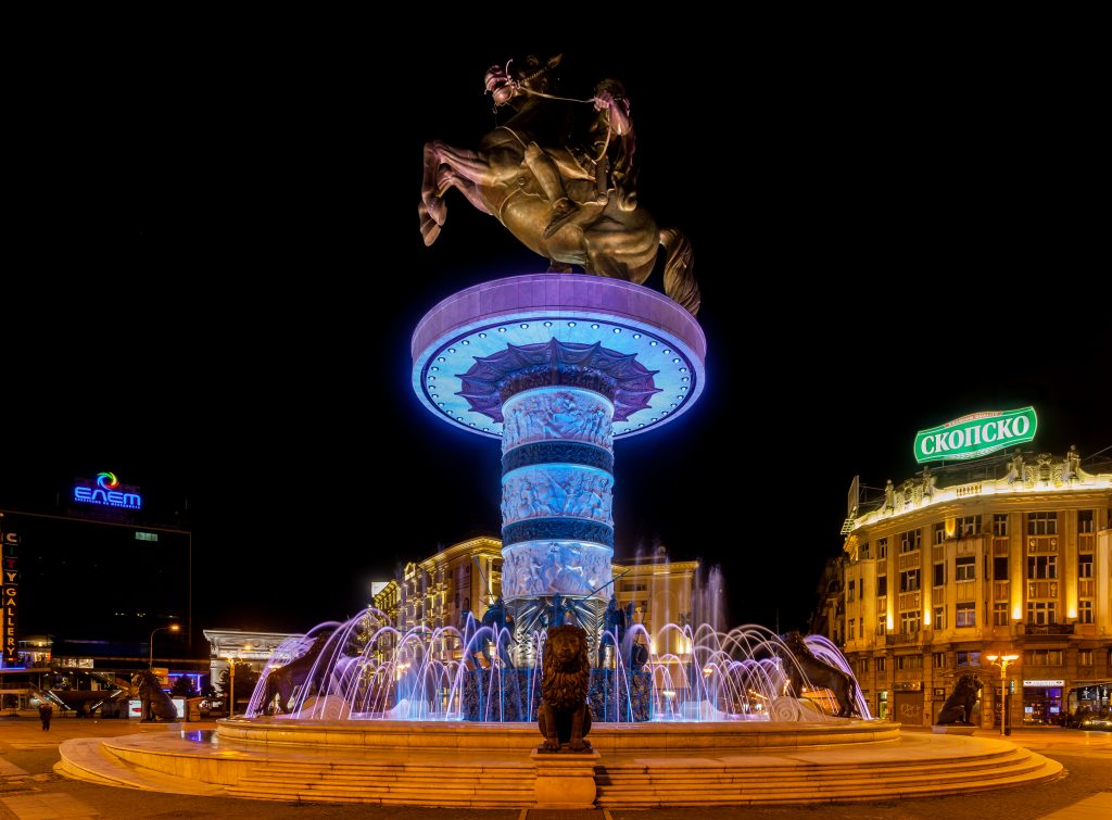Statue of Alexander the Great in the center of Macedonia's capital. Source: Wikimedia Commons